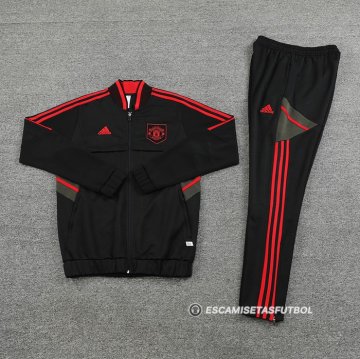 Chandal de Chaqueta del Manchester United 2022-23 Negro y Rojo