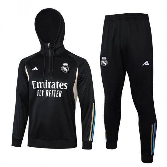 Chandal de Sudadera del Real Madrid 23-24 Negro y Blanco - Haga un click en la imagen para cerrar