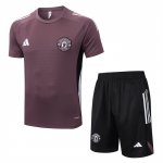 Chandal del Manchester United Manga Corta 25-26 Marron - Pantalon Corto