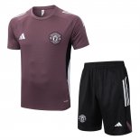 Chandal del Manchester United Manga Corta 25-26 Marron - Pantalon Corto