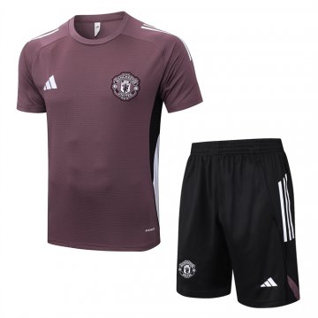 Chandal del Manchester United Manga Corta 25-26 Marron - Pantalon Corto