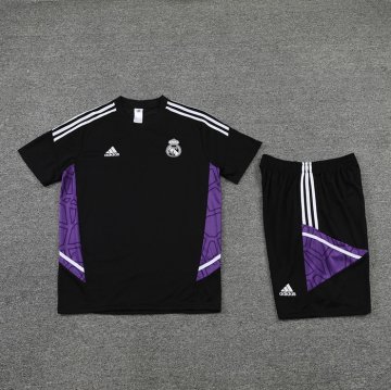 Chandal del Real Madrid Manga Corta 22-23 Negro y Purpura - Pantalon Corto