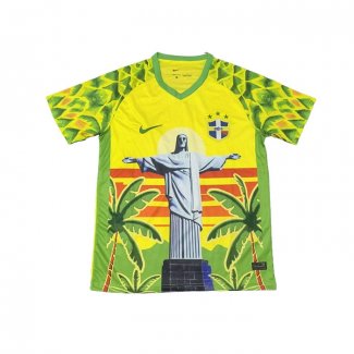 Tailandia Camiseta Brasil Jesus 25-26 Amarillo Blanco