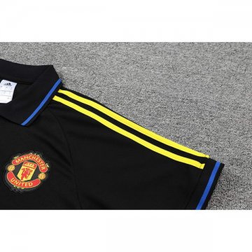 Camiseta Polo del Manchester United 22-23 Negro y Azul