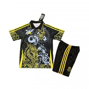 Camiseta Real Madrid Dragon Nino 25-26 Negro Amarillo