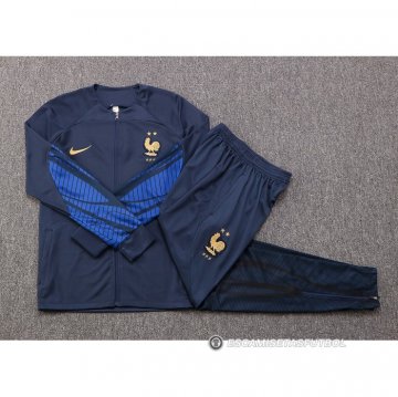Chandal de Chaqueta del Francia Nino 22-23 Azul Oscuro