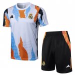Chandal del Real Madrid Manga Corta 24-25 Blanco y Amarillo - Pantalon Corto