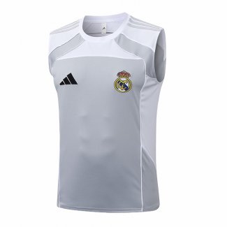 Camiseta de Entrenamiento Real Madrid Sin Mangas 25-26 Gris Blanco