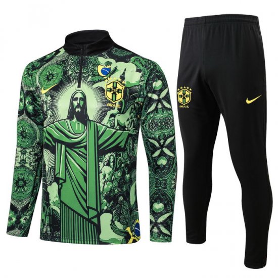 Chandal de Sudadera del Brasil Jesus 24-25 Verde - Haga un click en la imagen para cerrar