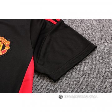 Chandal del Manchester United Manga Corta 22-23 Negro