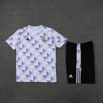 Chandal del Real Madrid Manga Corta 22-23 Blanco y Purpura - Pantalon Corto