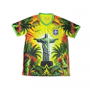 Tailandia Camiseta Brasil Jesus25-26 Amarillo Verde