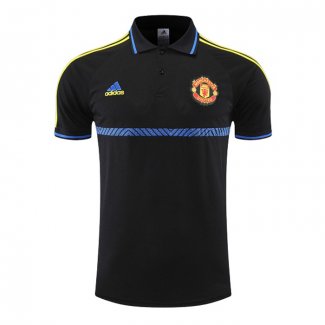 Camiseta Polo del Manchester United 22-23 Negro y Azul