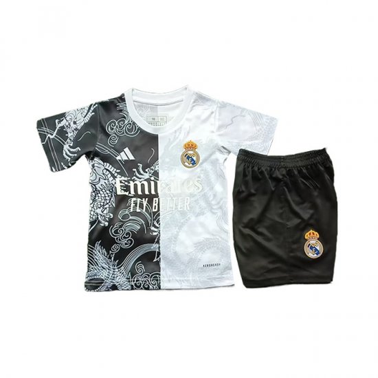 Camiseta Real Madrid Dragon Nino 25-26 Negro Blanco - Haga un click en la imagen para cerrar