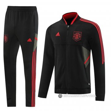Chandal de Chaqueta del Manchester United 2022-23 Negro y Rojo