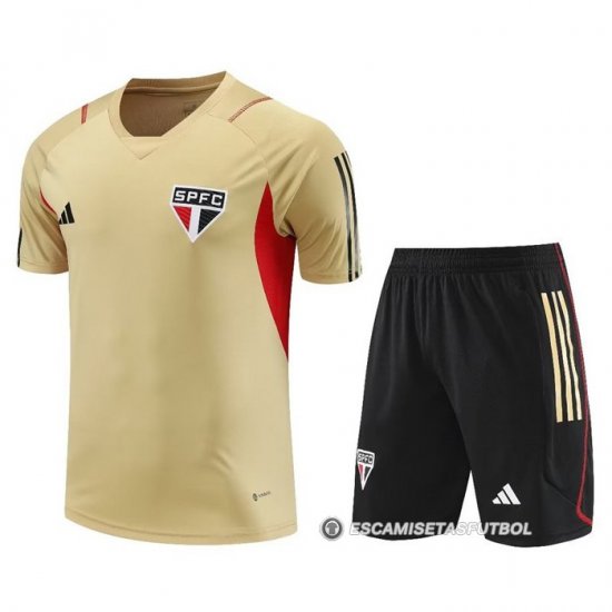 Chandal del Sao Paulo Manga Corta 2023-24 Amarillo - Pantalon Corto - Haga un click en la imagen para cerrar