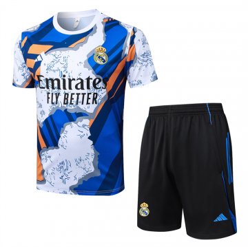 Chandal del Real Madrid Manga Corta 25-26 Blanco Azul - Pantalon Corto