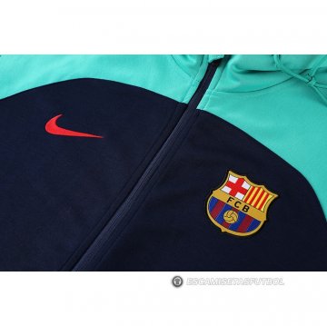 Chaqueta con Capucha del Barcelona 22-23 Verde y Azul