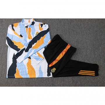Chandal de Sudadera del Real Madrid 24-25 Blanco y Amarillo