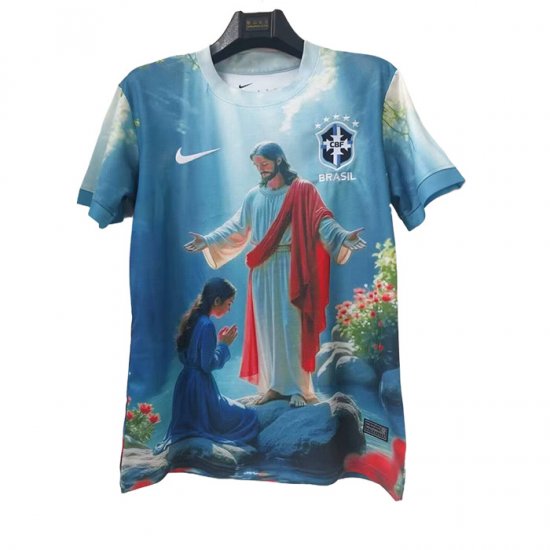Tailandia Camiseta Brasil Jesus 2025-26 Azul - Haga un click en la imagen para cerrar