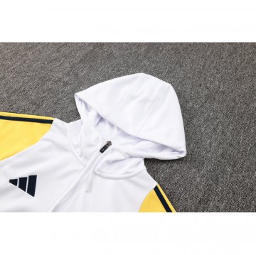 Chandal de Sudadera del Real Madrid Nino 24-25 Blanco Amarillo