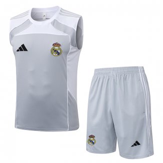 Chandal del Real Madrid Sin Mangas 25-26 Gris Blanco