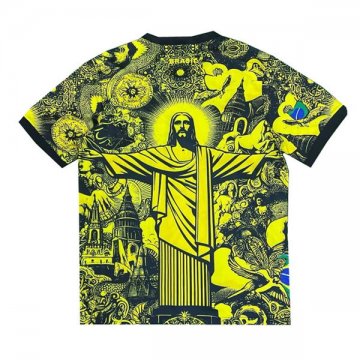 Tailandia Camiseta Brasil Jesus 2024-2025 Amarillo