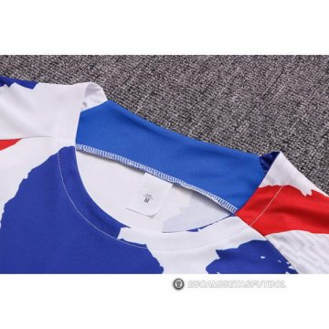Camiseta de Entrenamiento Francia 22-23 Blanco Rojo Azul