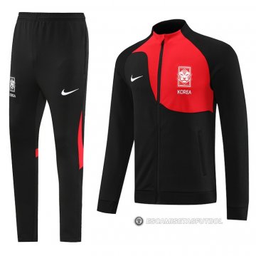 Chandal de Chaqueta del Corea del Sur 2022-23 Negro y Rojo