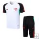 Chandal del Manchester United Manga Corta 23-24 Blanco y Negro - Pantalon Corto