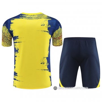Chandal del Barcelona Manga Corta 23-24 Amarillo y Azul - Pantalon Corto
