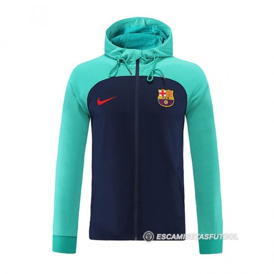 Chaqueta con Capucha del Barcelona 22-23 Verde y Azul - Haga un click en la imagen para cerrar
