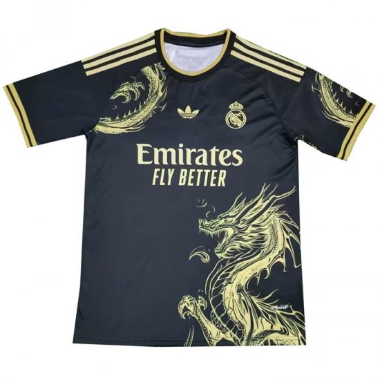 Tailandia Camiseta Real Madrid Dragon 2024-25 Negro Oro - Haga un click en la imagen para cerrar