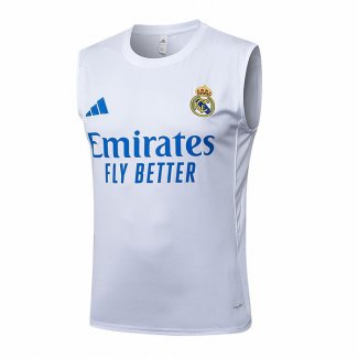 Camiseta de Entrenamiento Real Madrid Sin Mangas 25-26 Blanco Azul