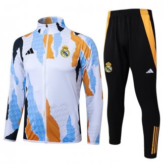 Chandal de Chaqueta del Real Madrid Nino 24-25 Blanco y Amarillo