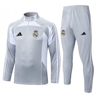 Chandal de Sudadera del Real Madrid 25-26 Gris Blanco