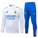 Chandal de Sudadera del Real Madrid Nino 25-26 Blanco Azul
