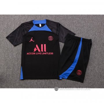 Chandal del Paris Saint-Germain Jordan Manga Corta 22-23 Negro y Azul - Pantalon Corto