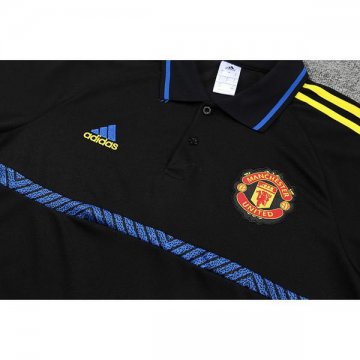 Camiseta Polo del Manchester United 22-23 Negro y Azul