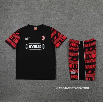 Chandal del AC Milan Manga Corta 22-23 Negro - Pantalon Corto