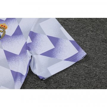 Chandal del Real Madrid Manga Corta 22-23 Blanco y Purpura - Pantalon Corto