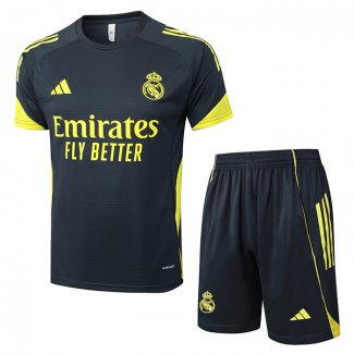 Chandal del Real Madrid Manga Corta 25-26 Negro Amarillo - Pantalon Corto