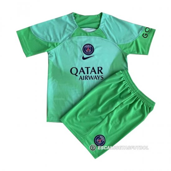 Camiseta Paris Saint-Germain Portero Nino 22-23 Verde - Haga un click en la imagen para cerrar