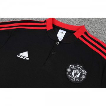 Camiseta Polo del Manchester United 22-23 Negro y Rojo