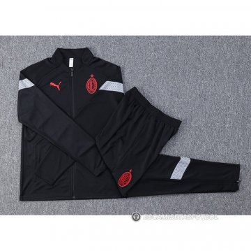 Chandal de Chaqueta del AC Milan 22-23 Negro y Rojo