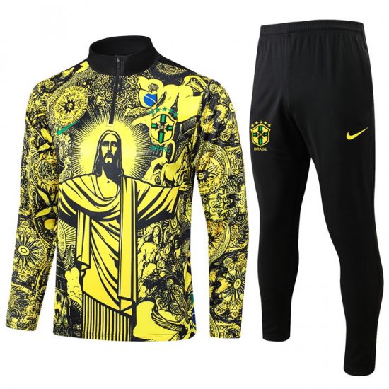 Chandal de Sudadera del Brasil Jesus 24-25 Amarillo - Haga un click en la imagen para cerrar