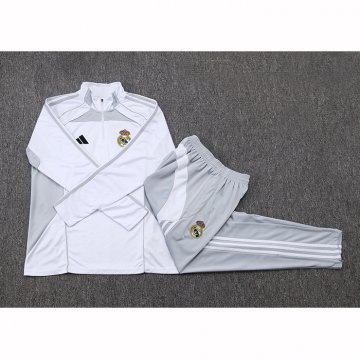 Chandal de Sudadera del Real Madrid Nino 25-26 Blanco Gris