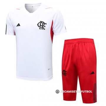 Chandal del Flamengo Manga Corta 23-24 Blanco - Pantalon Corto