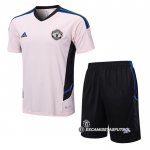 Chandal del Manchester United Manga Corta 22-23 Rosa - Pantalon Corto