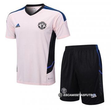 Chandal del Manchester United Manga Corta 22-23 Rosa - Pantalon Corto